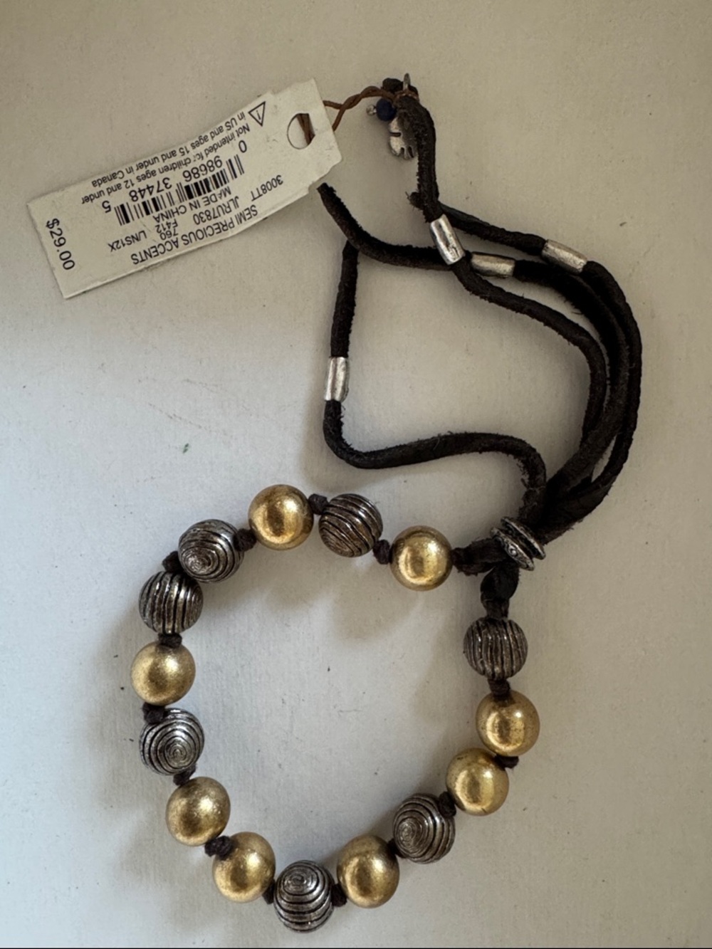 LUCKY BRAND Mixed metal Beaded Bracelet and earrings. NWT - Picture 4 of 6